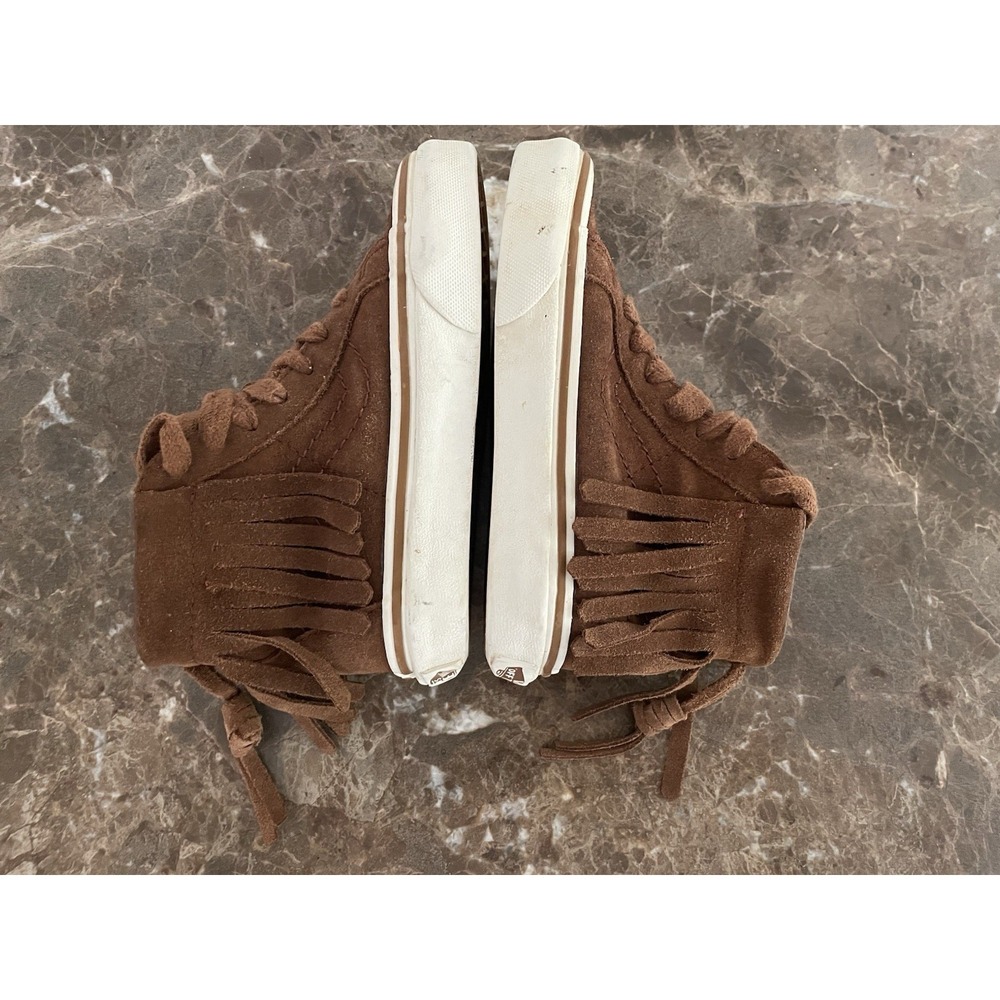 Vans Kids Sk8 Hi Top Brown Suede Fringed Shoe Skateboard 1721278 Size 10.5 - Picture 9 of 10